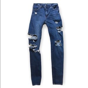 American Eagle Outfitters Super Stretch X High Rise Destroyed Jeggings / Size 0